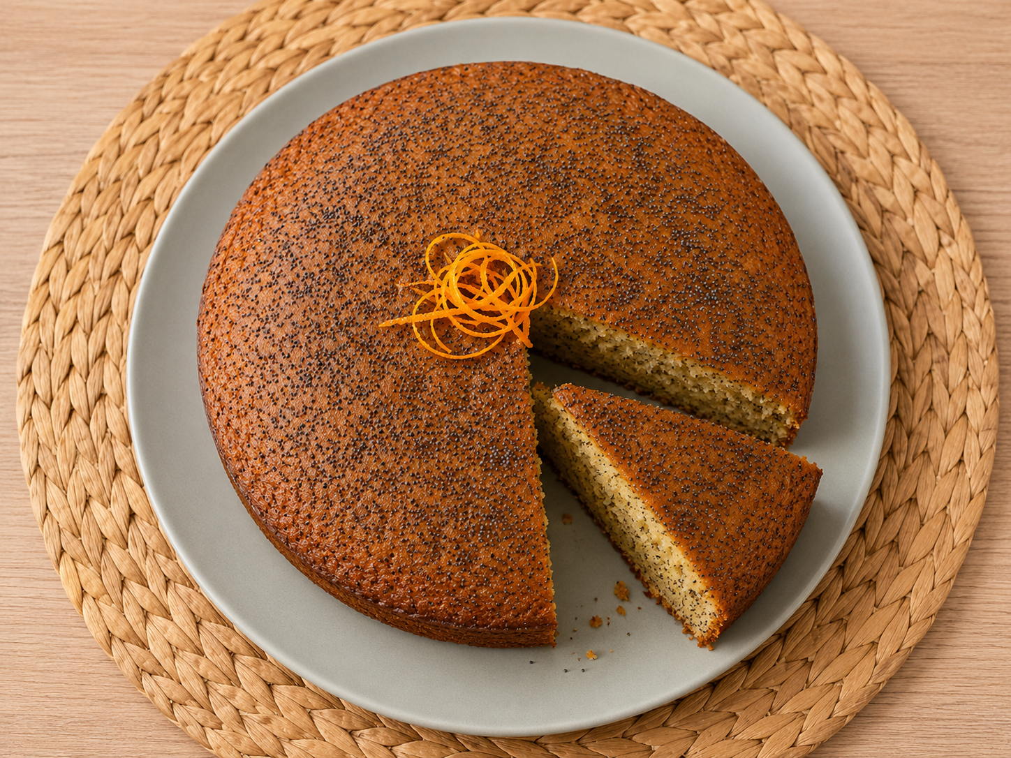 Torta Leggera allo Yogurt Greco, Miele, Arancia e Semi di Papavero