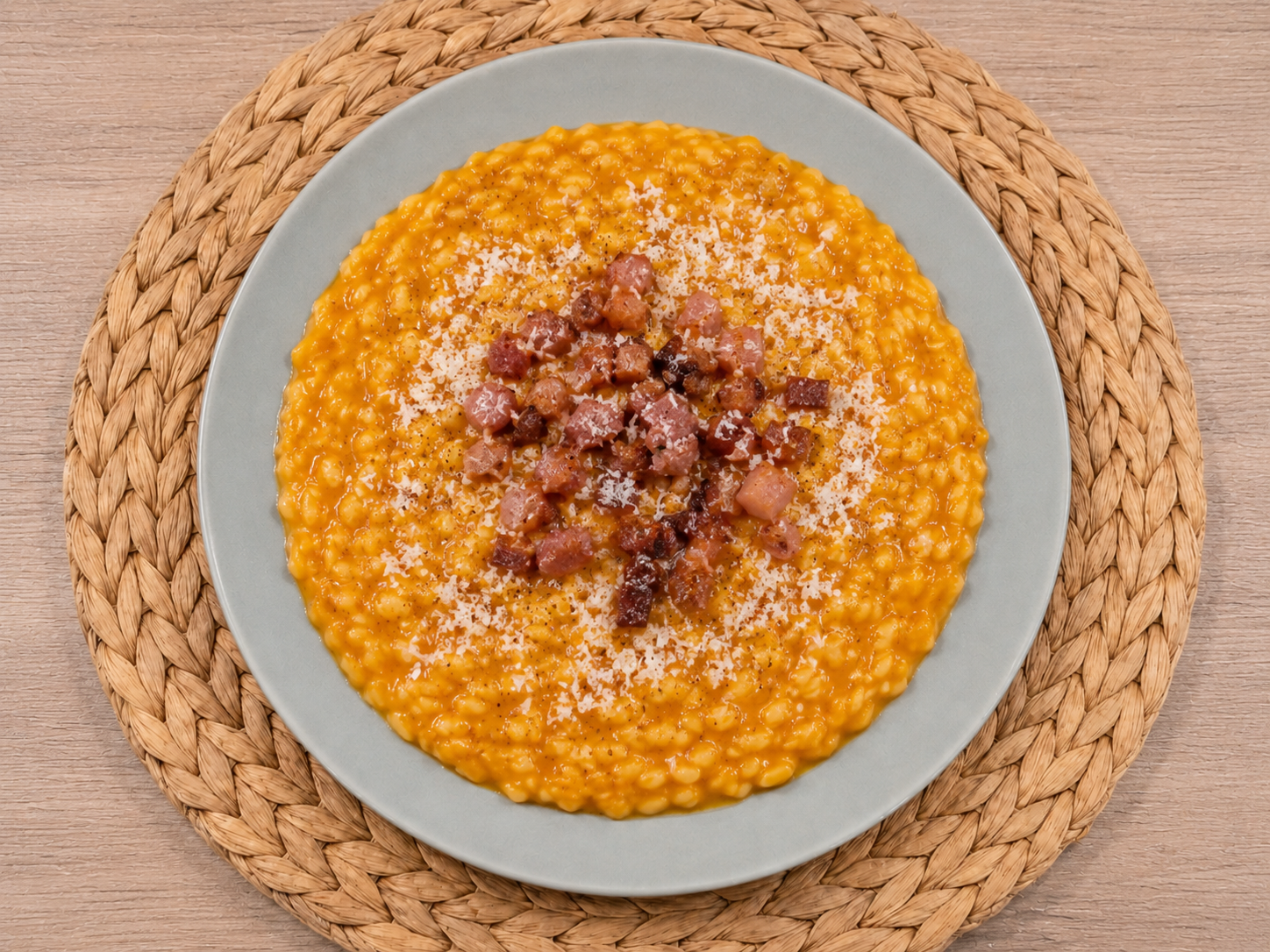 Risotto Zucca, Speck e Pecorino
